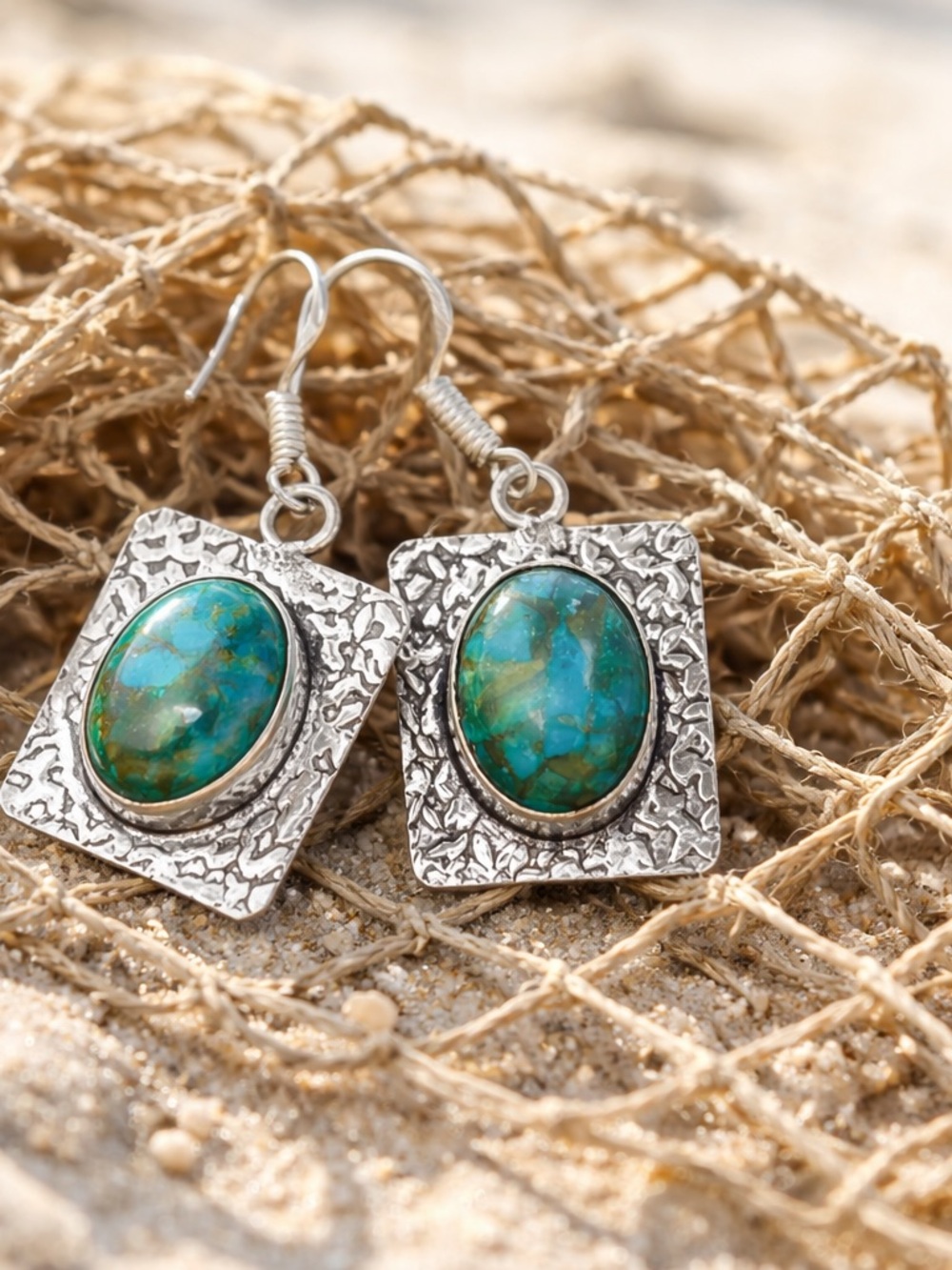 SOLD ! Chrysocolla Necklace & Earrings - Picture 5 of 16